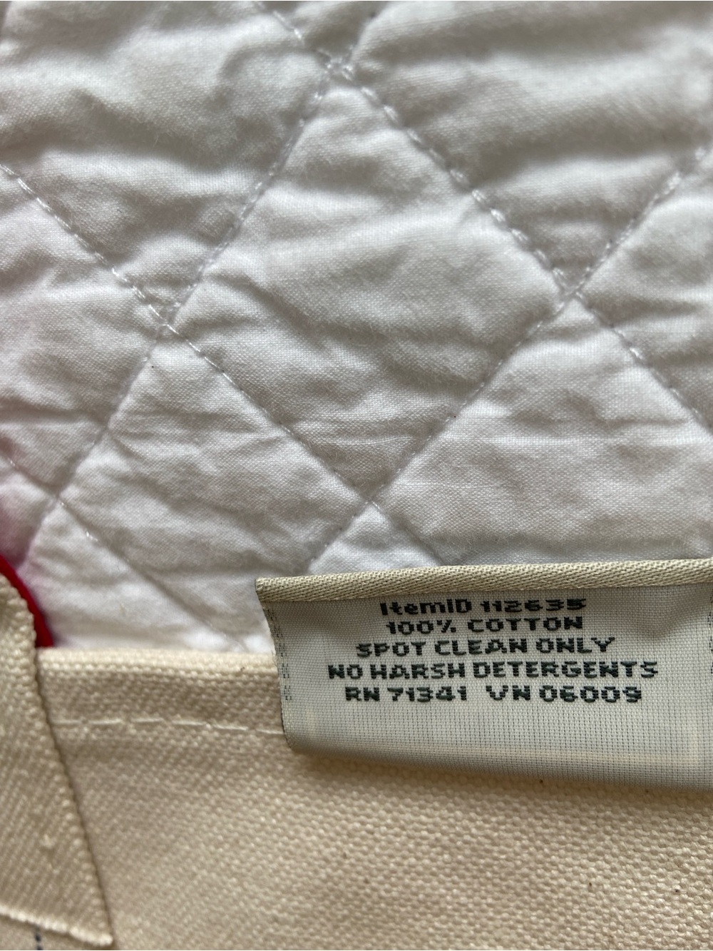L.L. Bean Boat And Tote Canvas Bag XL Handles Y2K Cream Red NEW - Picture 4 of 16
